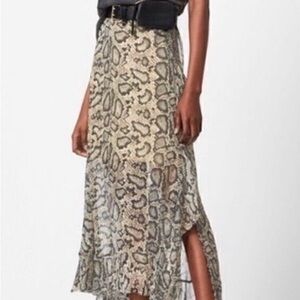 All Saints Asymmetrical Snake Print Skirt